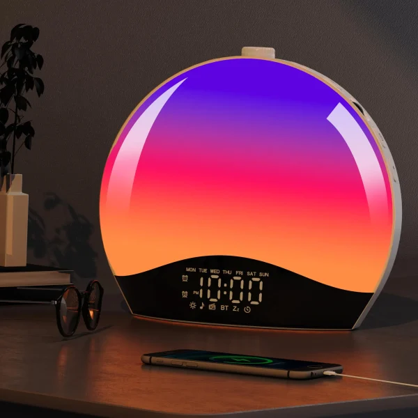 réveil avec lever de soleil