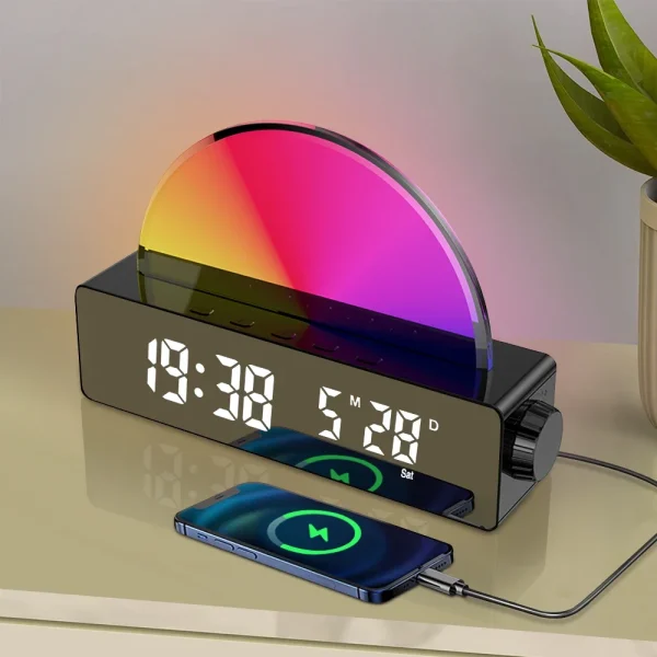 réveil numérique avec miroir LED